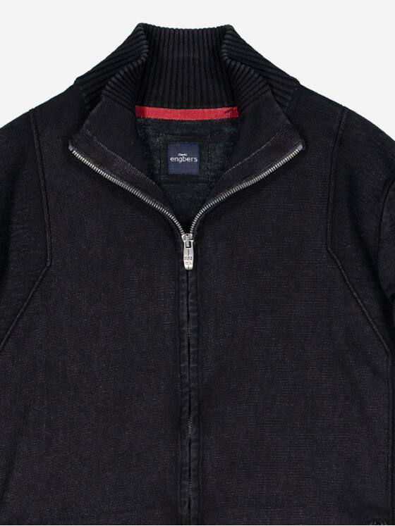 engbers Herren Cardigan mit Zipper Schwarz 37623