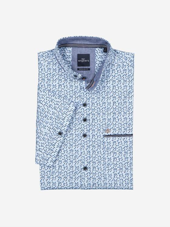 engbers Herren Kurzarm-Hemd gemustert Blau 37017