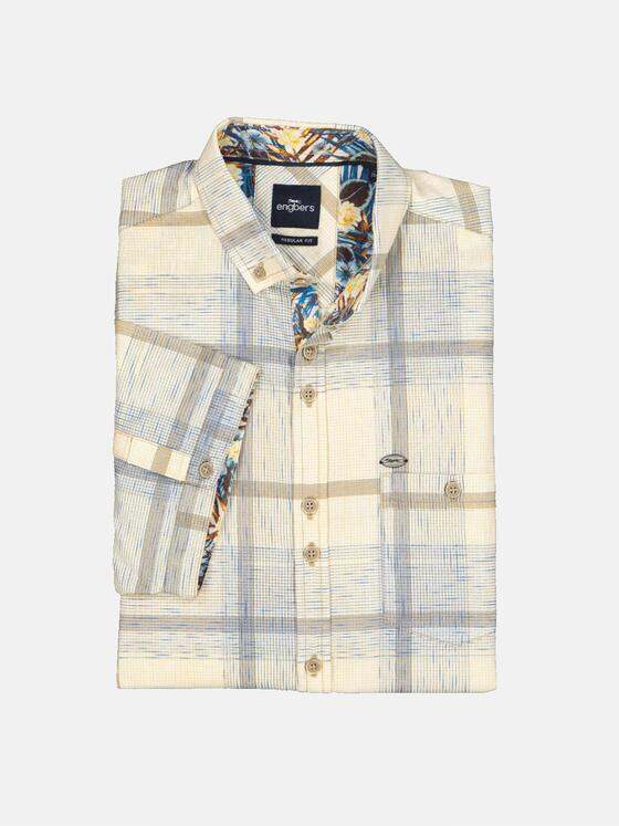 engbers Herren Kurzarm-Hemd kariert Braunbeige 35137