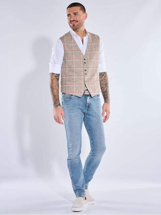 emilio adani Herren Sakkoweste mit Karo-Muster Beige 40315