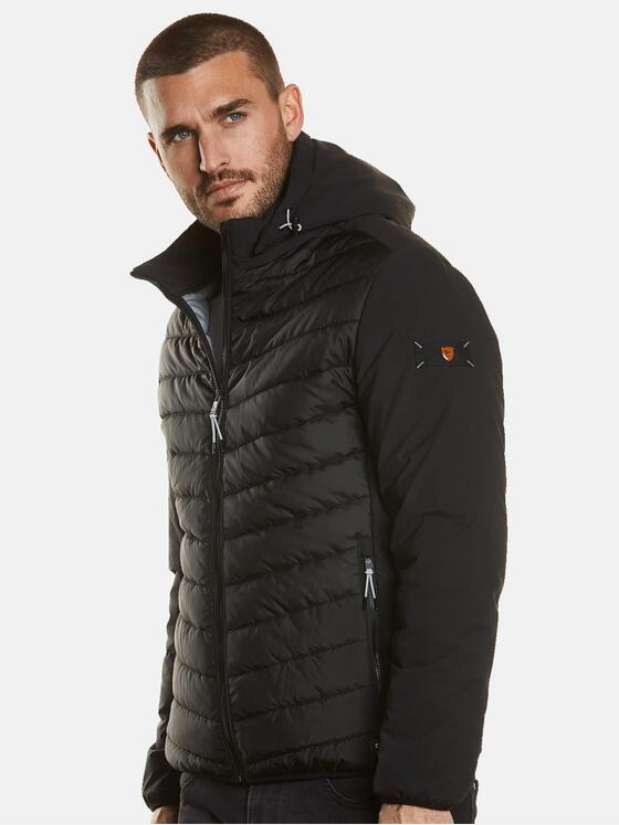emilio adani Herren Steppjacke mit Kapuze Schwarz 34292