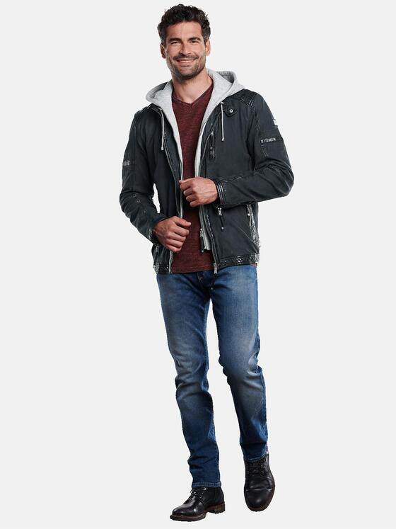 engbers Herren Lederjacke mit Hoodie-Inlet Blau 31862