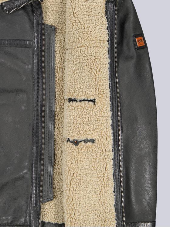 emilio adani Herren Lederjacke mit Umlegekragen Grau 39276