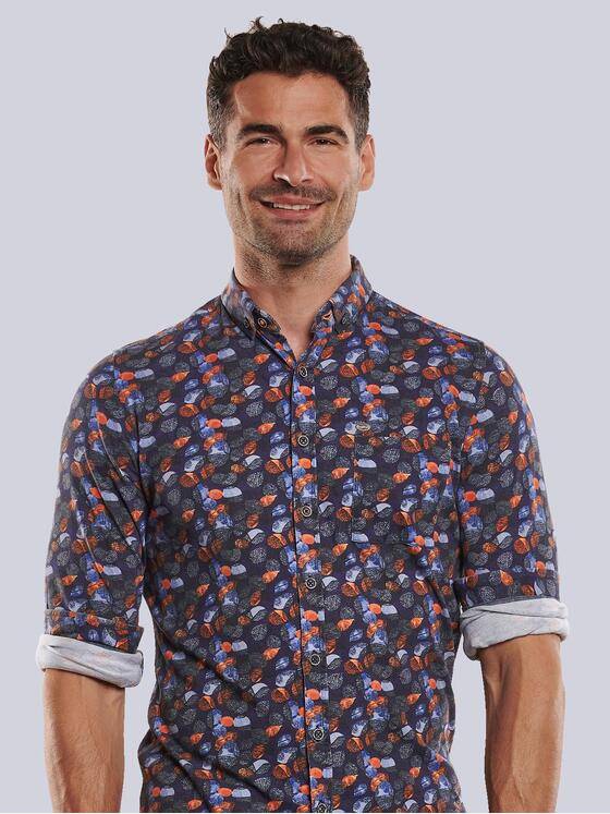 engbers Herren Jersey Hemd gemustert Blutorange 32390