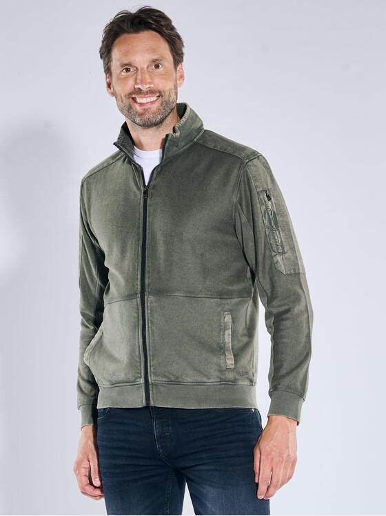 engbers Herren Sweatjacke strukturiert Oliv 39706