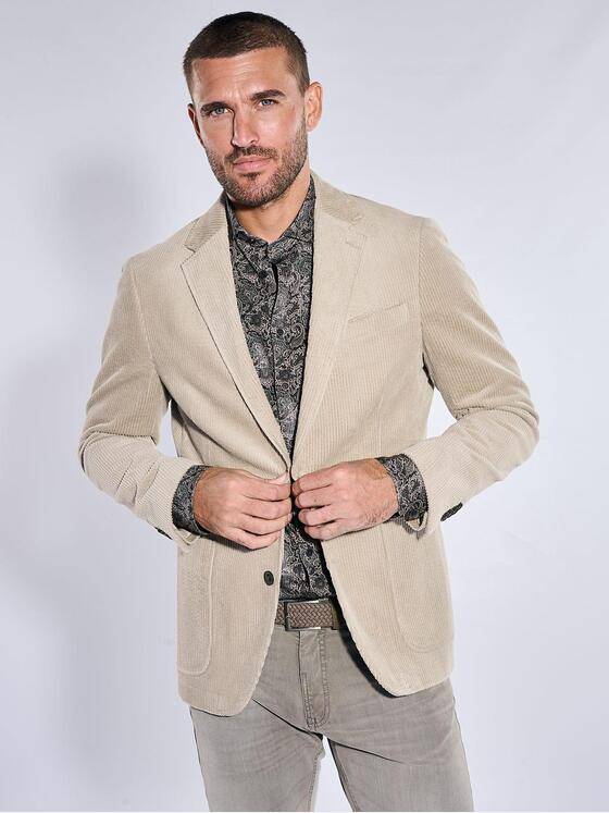 emilio adani Herren Sportives Sakko aus Cord Beige 40872