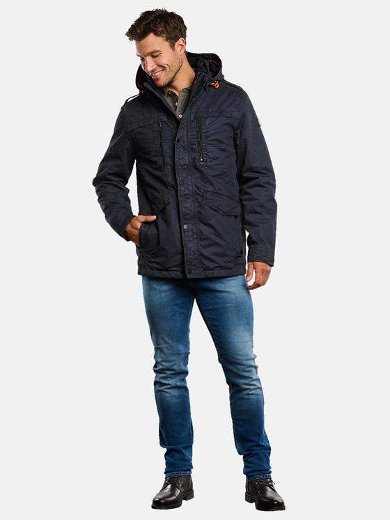 engbers Herren Baumwoll-Jacke mit abnehmbarer Kapuze Saphirblau 33564