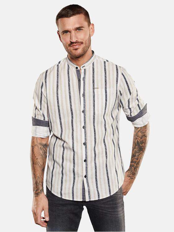 emilio adani Herren Langarm-Hemd gemustert Beige 34955