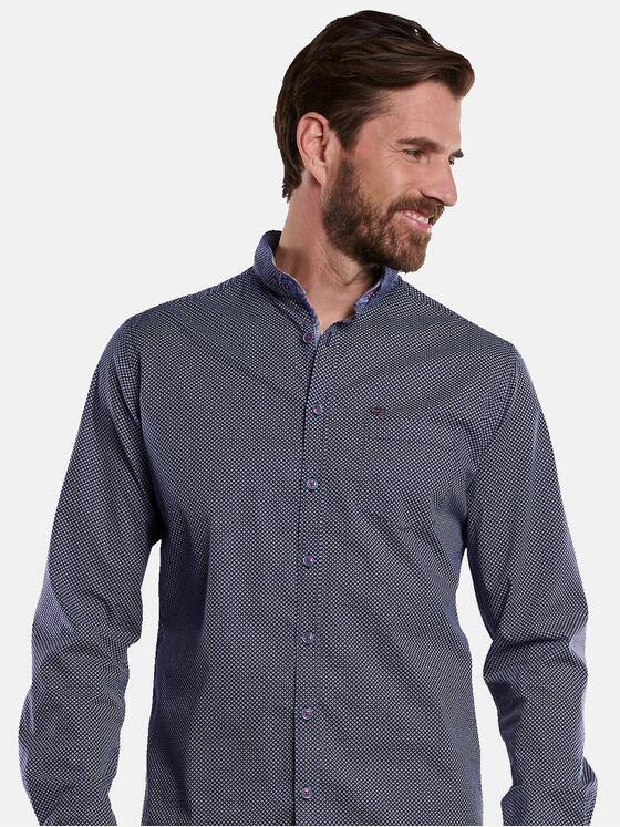 engbers Herren Langarm-Hemd gemustert Blau 34090