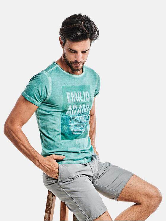 emilio adani Herren Rundhals T-Shirt Türkis 25706