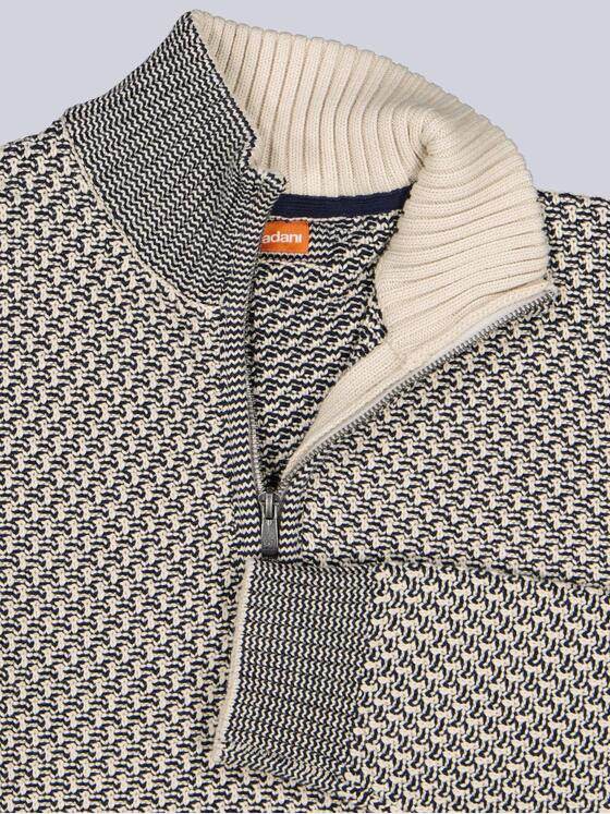 emilio adani Herren Pullover mit Troyer-Kragen Creme 41085