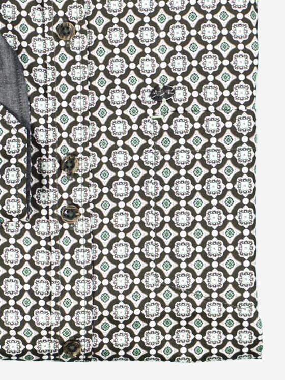 engbers Herren Langarm-Hemd gemustert Gruen 38017