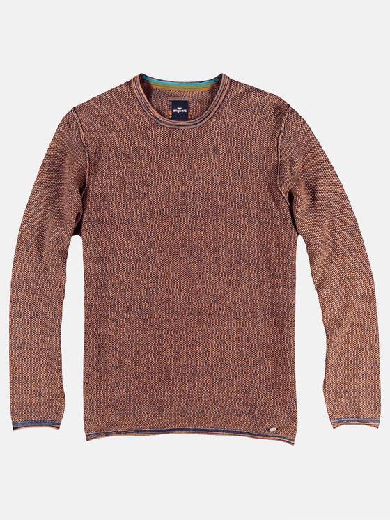 engbers Herren Rundhalspullover mit Rollkanten Dunkelorange 28923