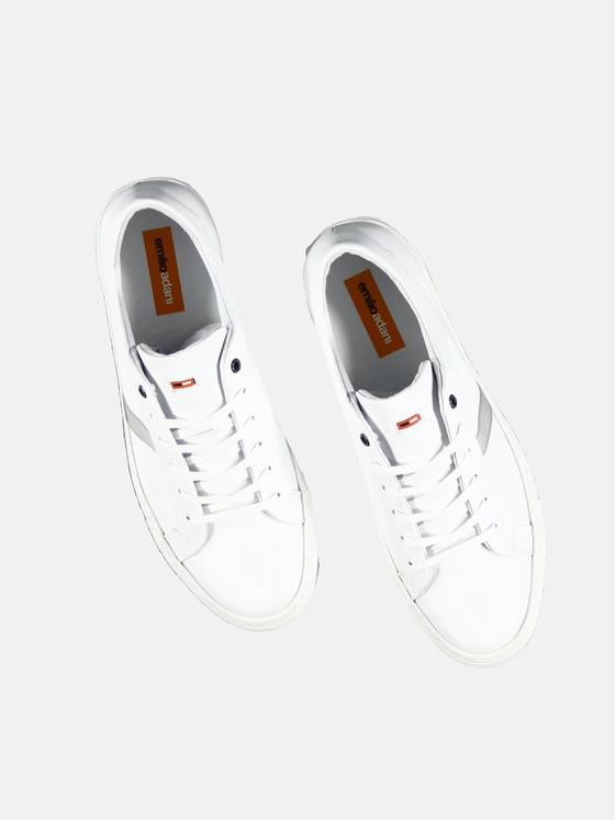 emilio adani Herren bequemer Sneaker aus geschmeidigem Nappaleder Weiß 29451