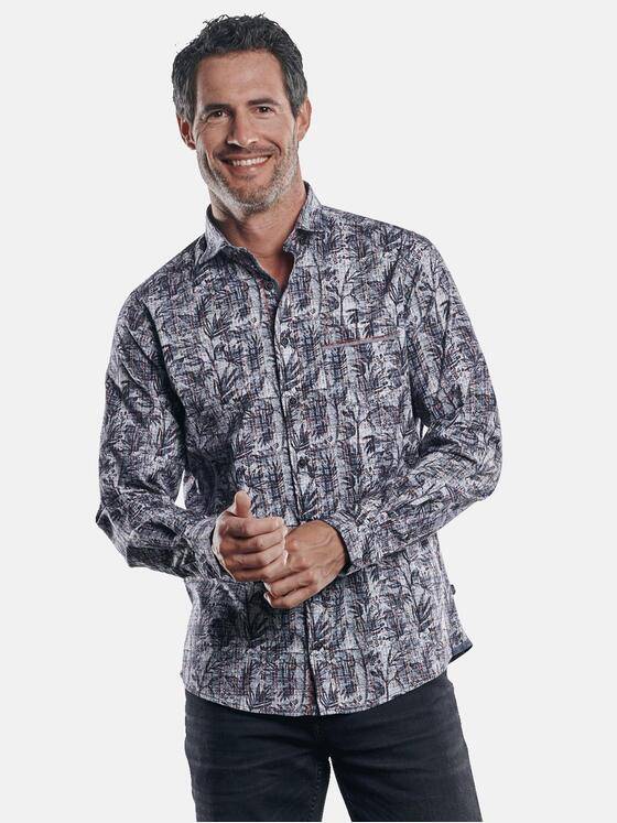 engbers Herren Floral gemustertes Langarmhemd Bordeaux 30381