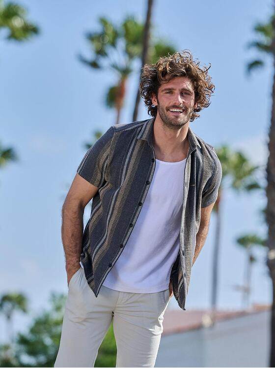 emilio adani Herren Kurzarm-Hemd gestreift Anthrazit 38520