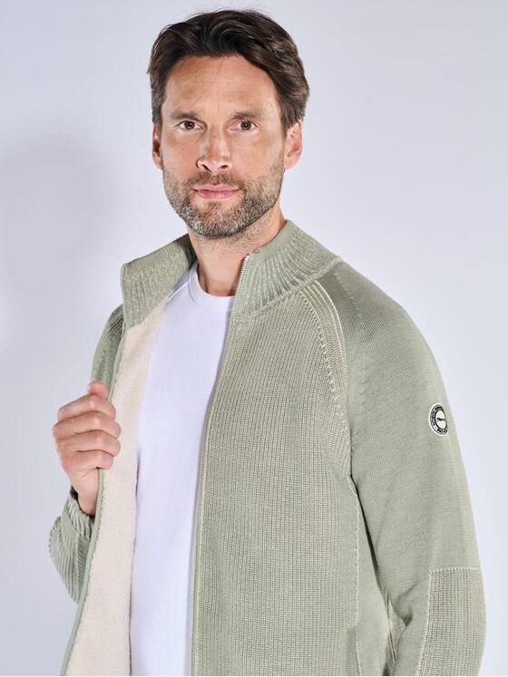 engbers Herren Strickjacke mit Innenfutter Hellgruen 39504