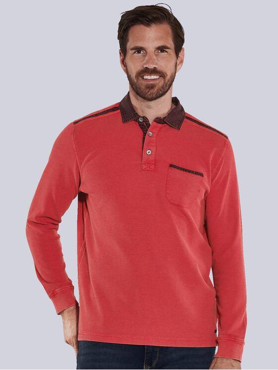 engbers Herren Langarm-Shirt mit Polo-Kragen Rot 36153