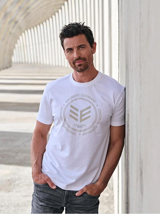 ENGBERS GERMANY Herren T-Shirt mit Print Weiß 34525