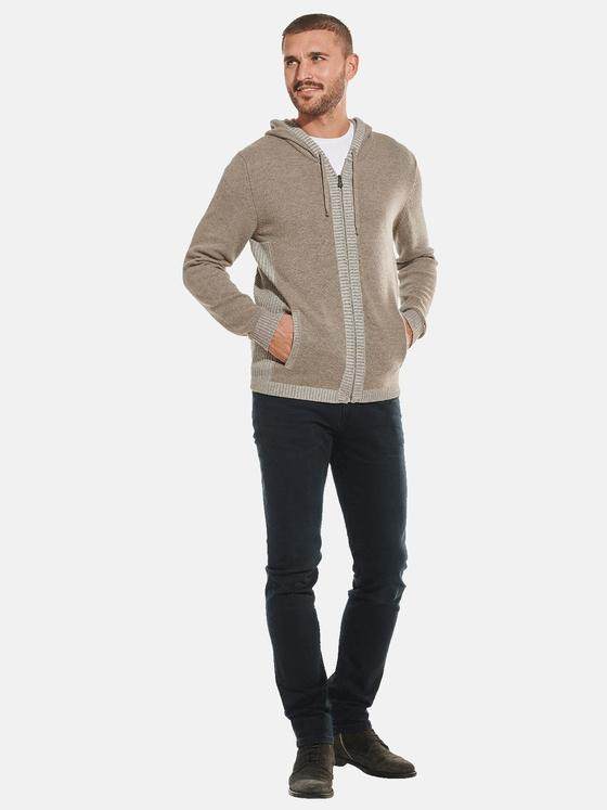 emilio adani Herren Strickjacke mit Kapuze Beige 32371