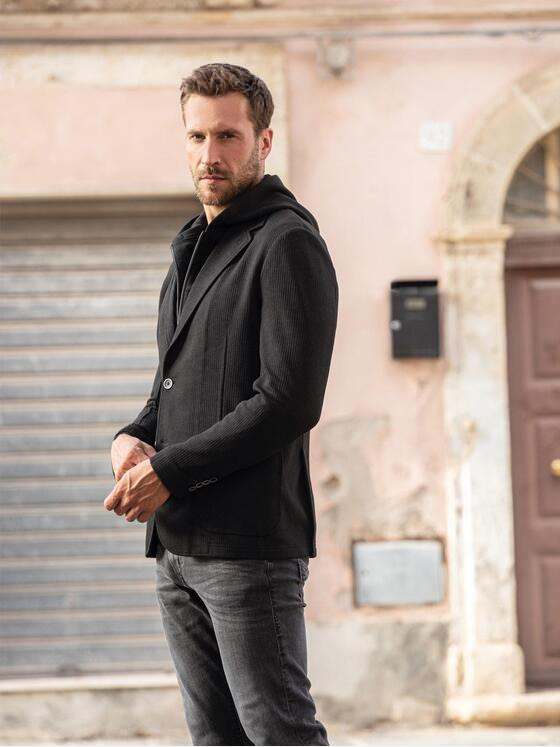 emilio adani Herren Freizeit-Sakko slim fit Schwarz 37561