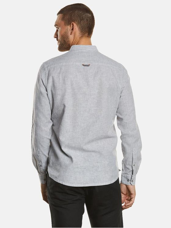 emilio adani Herren Langarm-Hemd mit Leinenanteil Grau 34461