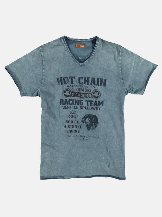 emilio adani Herren V-Neck T-Shirt Blau 23668