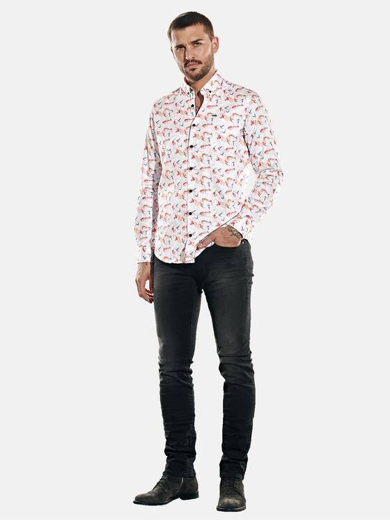 emilio adani Herren Langarm-Hemd gemustert Dunkelorange 31954