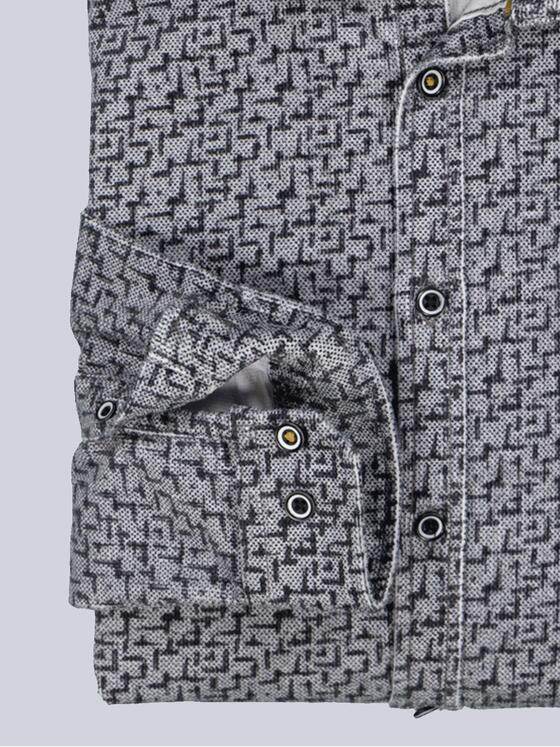 engbers Herren Langarm-Hemd aus Babycord Grau 35539