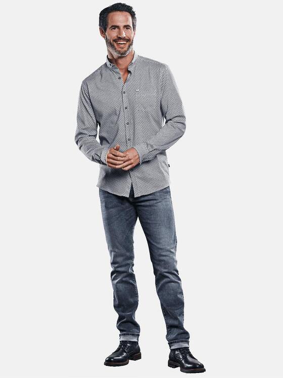 engbers Herren Langarm-Hemd mit All-Over-Print Saphirblau 31682