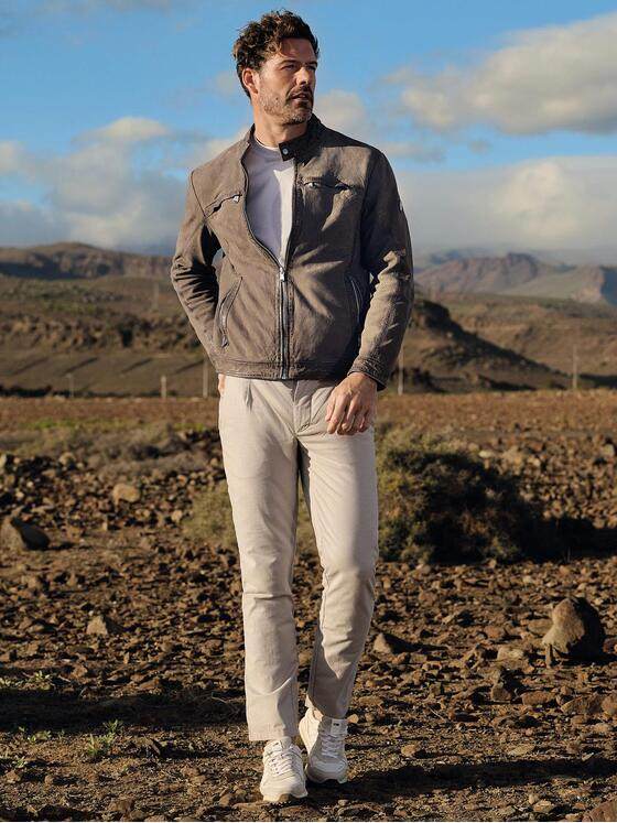 emilio adani Herren Sportive Lammlederjacke Khaki 40228