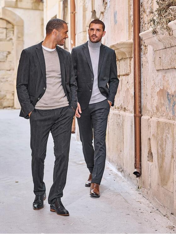 emilio adani Herren Anzug-Sakko slim fit Grau 35386