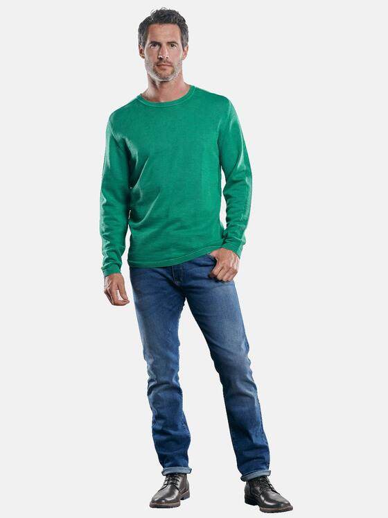 engbers Herren Sportiver Baumwollpullover mit modischem Rundhalsausschnitt Grasgruen 30432