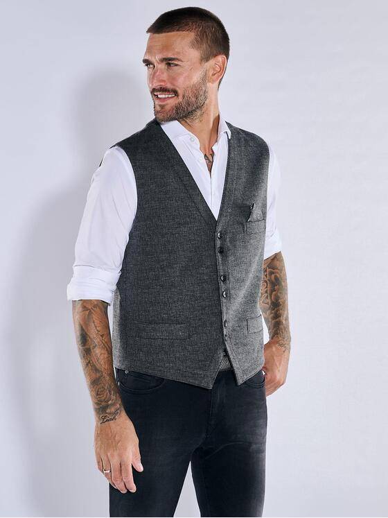 emilio adani Herren Sakko-Weste slim fit Grau 37583