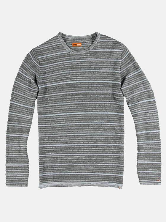 emilio adani Herren Rundhals Pullover gestreift Grau 32070
