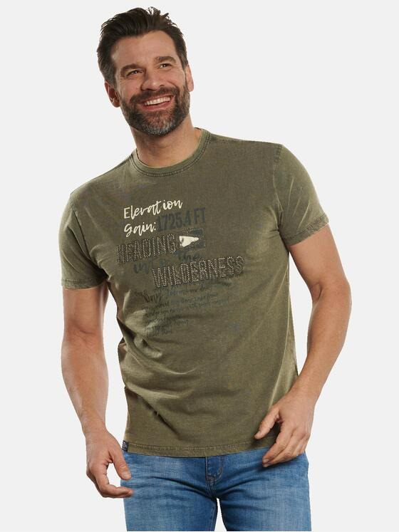 engbers Herren T-Shirt mit Stickerei Khaki 32795