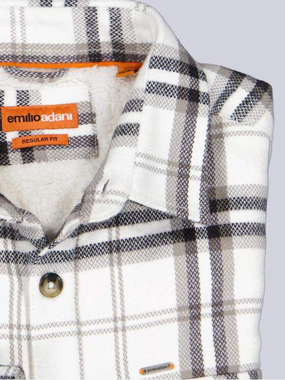 emilio adani Herren Overshirt kariert Weiß 39119