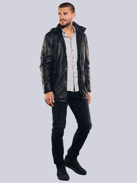 emilio adani Herren Leder-Parka mit abnehmbarer Kapuze Grau 35436