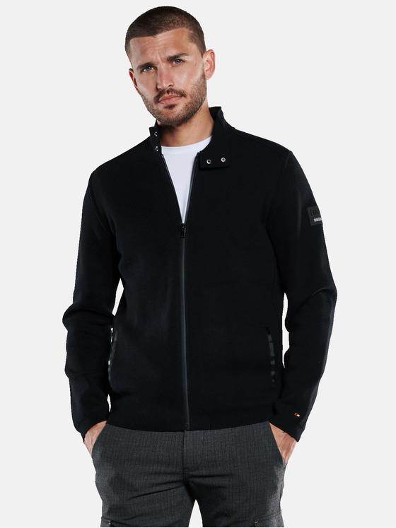 emilio adani Herren Strickjacke strukturiert Schwarz 33818