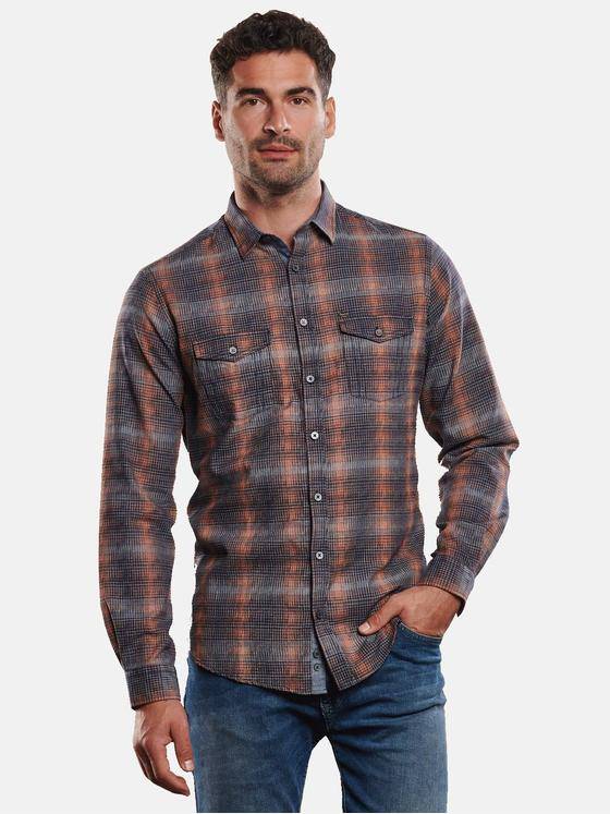 engbers Herren Langarm-Hemd kariert Dunkelorange 32268