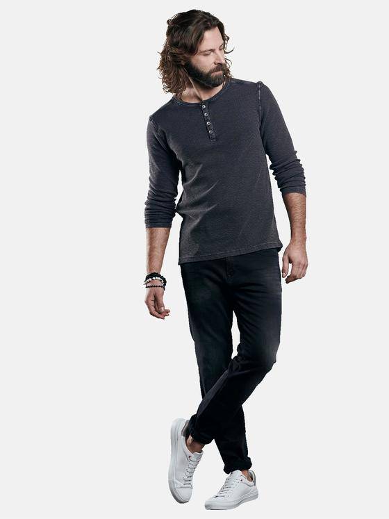 emilio adani Herren Henleyshirt mit authentischer Waschung Grau 29642