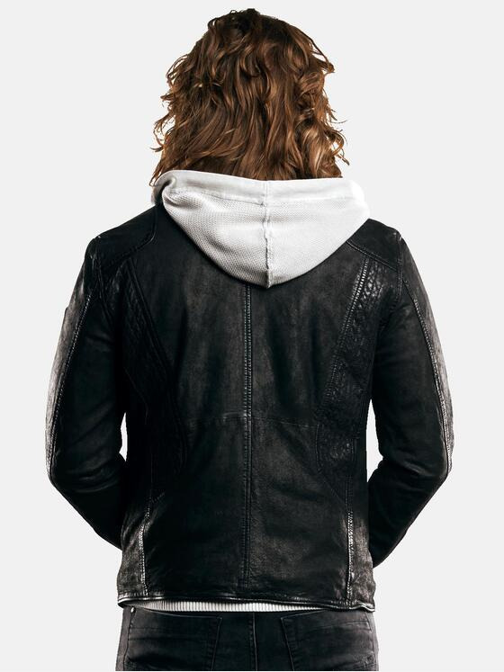 emilio adani Herren leichte Nubuk-Lederjacke Schwarz 29140