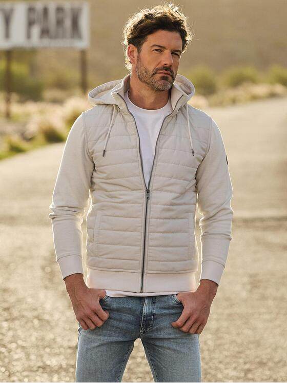 emilio adani Herren Sweatjacke mit abnehmbarer Kapuze Silbergrau 40079