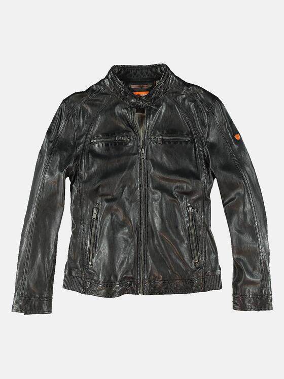 emilio adani Herren Lederjacke sportiv Schwarz 31877