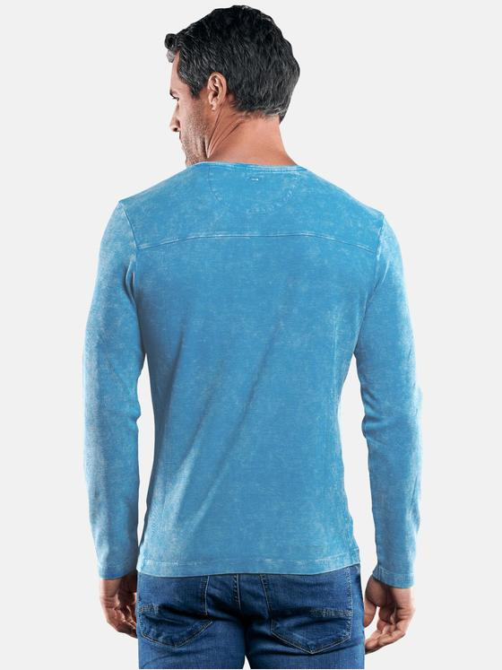engbers Herren Henley Shirt mit Waffelstruktur Tuerkis 29215