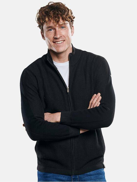 engbers Herren Strukturierter Cardigan Schwarz 30477