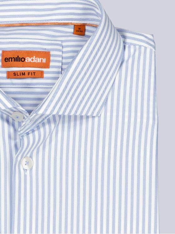 emilio adani Herren Langarm-Hemd gestreift Blau 39362