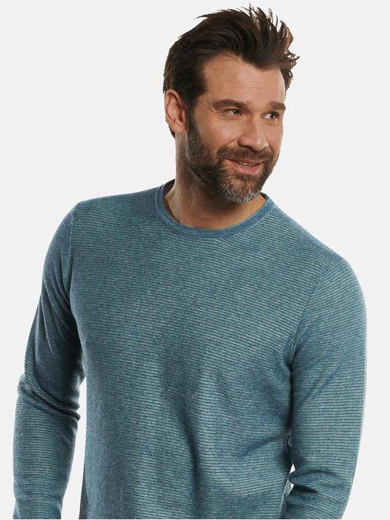 engbers Herren Pullover in zweifarbiger Optik Petrolblau 32807