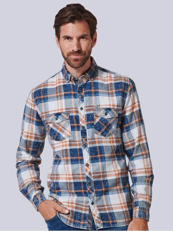 engbers Herren Langarm-Hemd kariert Orange 35328