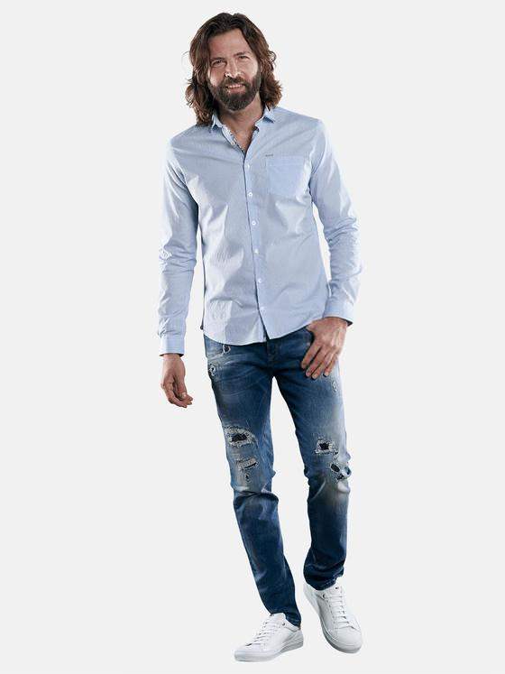 emilio adani Herren minimal Print-Hemd mit floralen Details Blau 29508